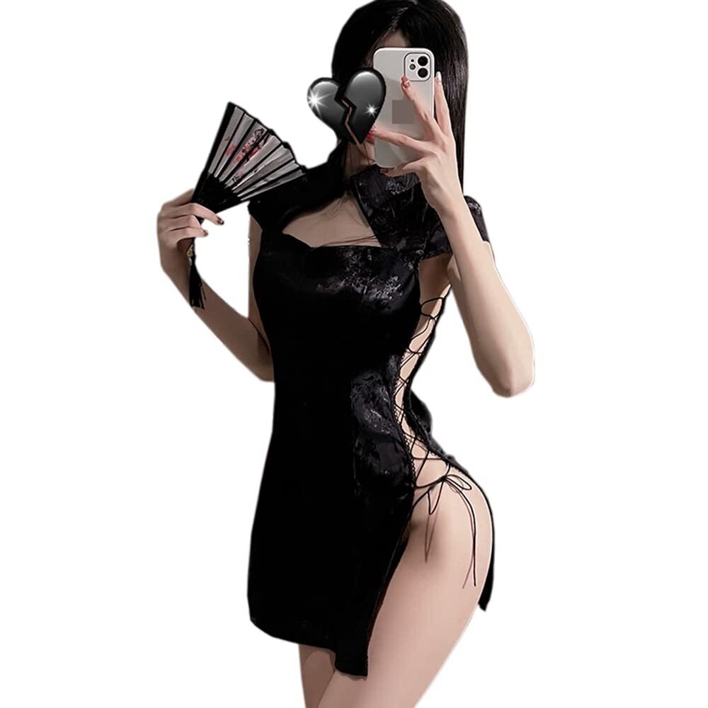 4386 Sexy pajamas Cosplay Costumes Anime Cheongsam Side Slit Hollow Chinese